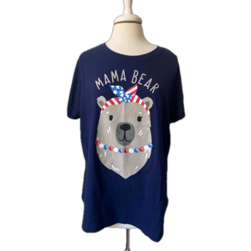Celebrate Together Women's‎ Size 1X Patriotic USA Flag Mama Bear Graphic T-Shirt